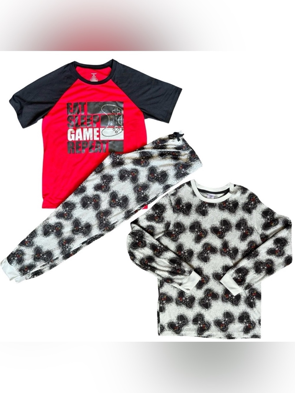 Big Boys 14/16 fleece long sleeve short sleeve 3-piece pajama set